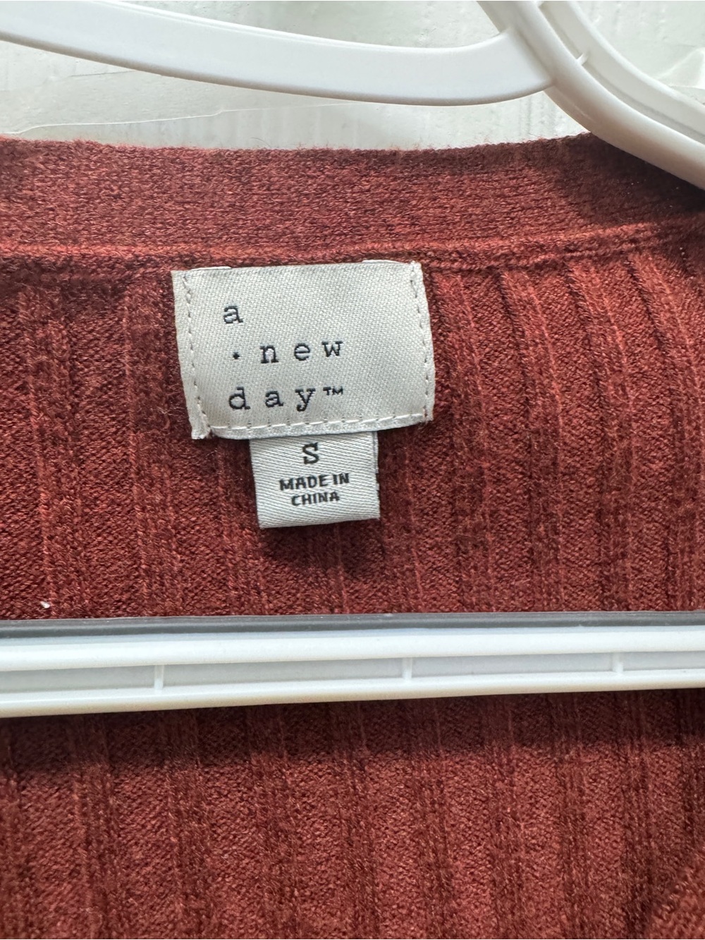 a new day Ribbed V-Neck Button-Front Cardigan - Rust - Picture 2 of 2